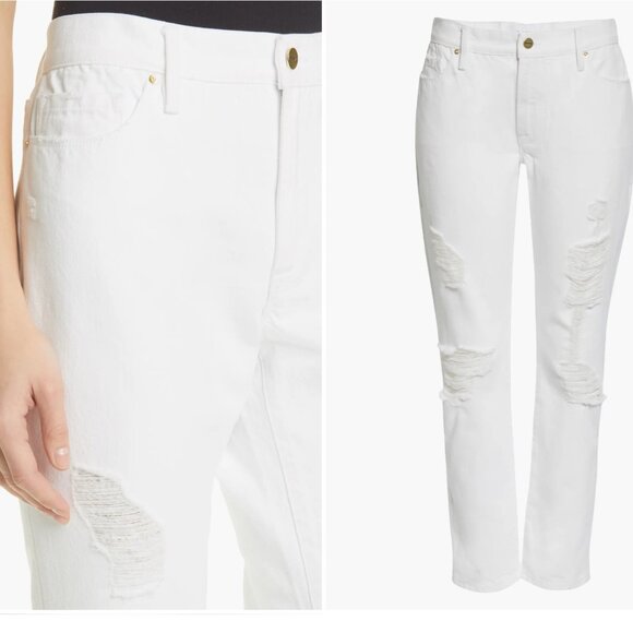 Frame Le Garcon in Rumpled Blanc Rips Size 30 NWT - Picture 2 of 5